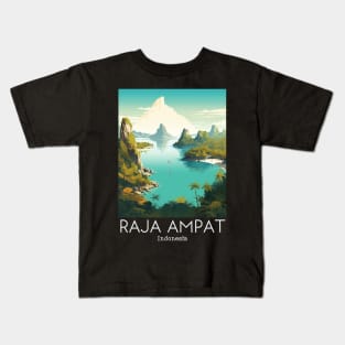 A Vintage Travel Illustration of Raja Ampat - Indonesia Kids T-Shirt